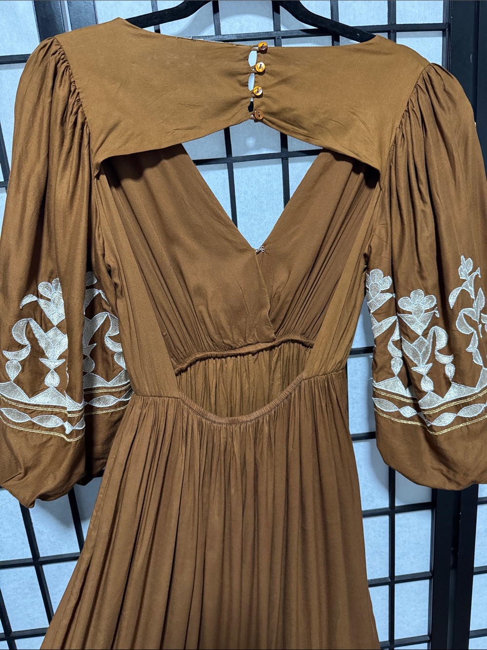 Let Me Be Embroidered Open-Back Maxi Dress Anthropologie XS - Picture 11 of 14